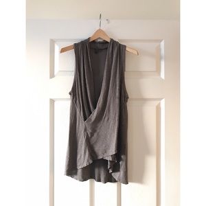 Anthropologie Left of Center Wrap Top Grey